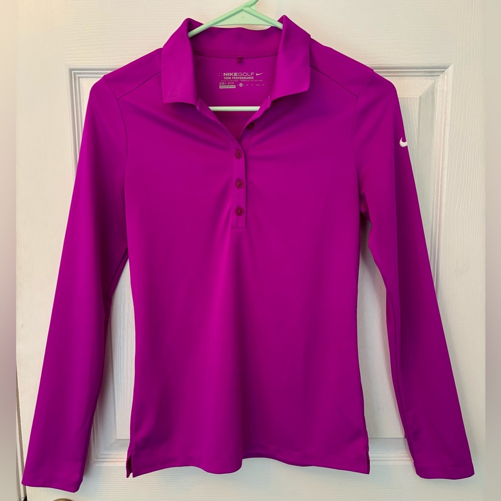 Nike Golf Women’s Fuchsia Dri-Fit Long Sleeve Shirt, size XS